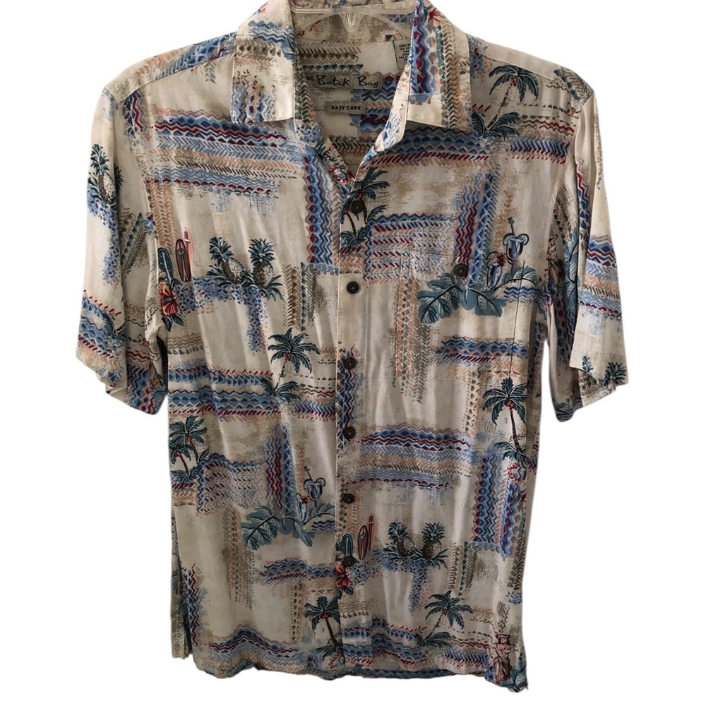 Sz Small Vintage Batik Bay Tropical  Hawaiian Shirt Island Resort Wear Retro